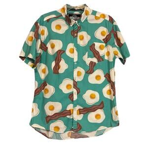 Men’s Bacon Eggs Button Down Size Large Fit Flex Five Points